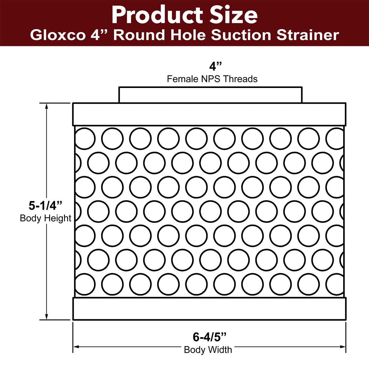Gloxco 4" Suction Strainer - Protect Your Pump -2