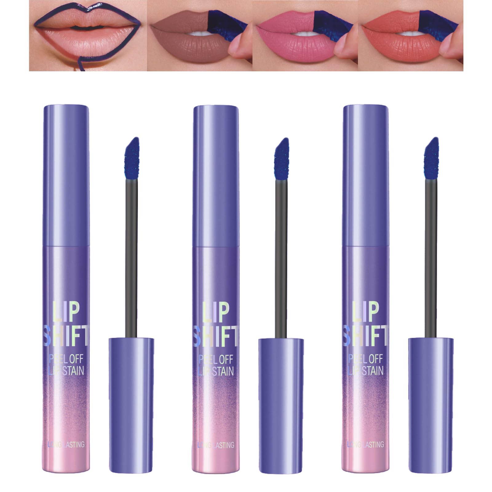 3 Colors Lip Stain Peel Off Lip Liner Stain Lip Tint Stain Tattoo Color Waterproof Long-Lasting No Smudging 3 0.03 Fl Oz (Pack of 3)