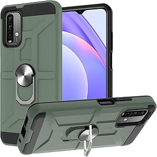 Clipes de proteção de smartphone Caso para Redmi 9 Power/Nota 9 4G / Xiaomi. Poco-m3, Caso de montagem magnética da montagem do carro do kickstand do anel pesado do dedo para o Redmi 9 Power/Nota