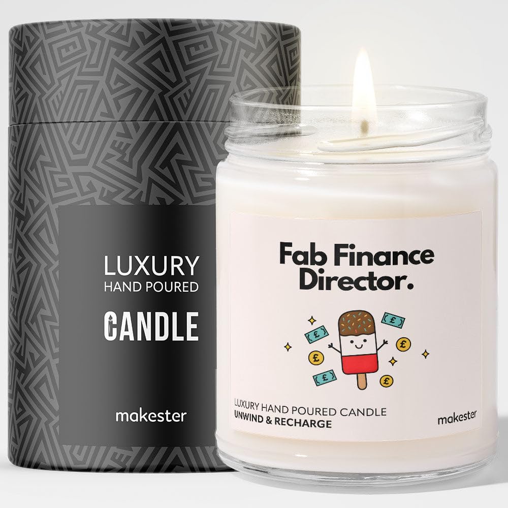 Finance Director Gifts - Luxury Soy Wax Candle - Vanilla, Jasmine, Sugared Almond - Makester