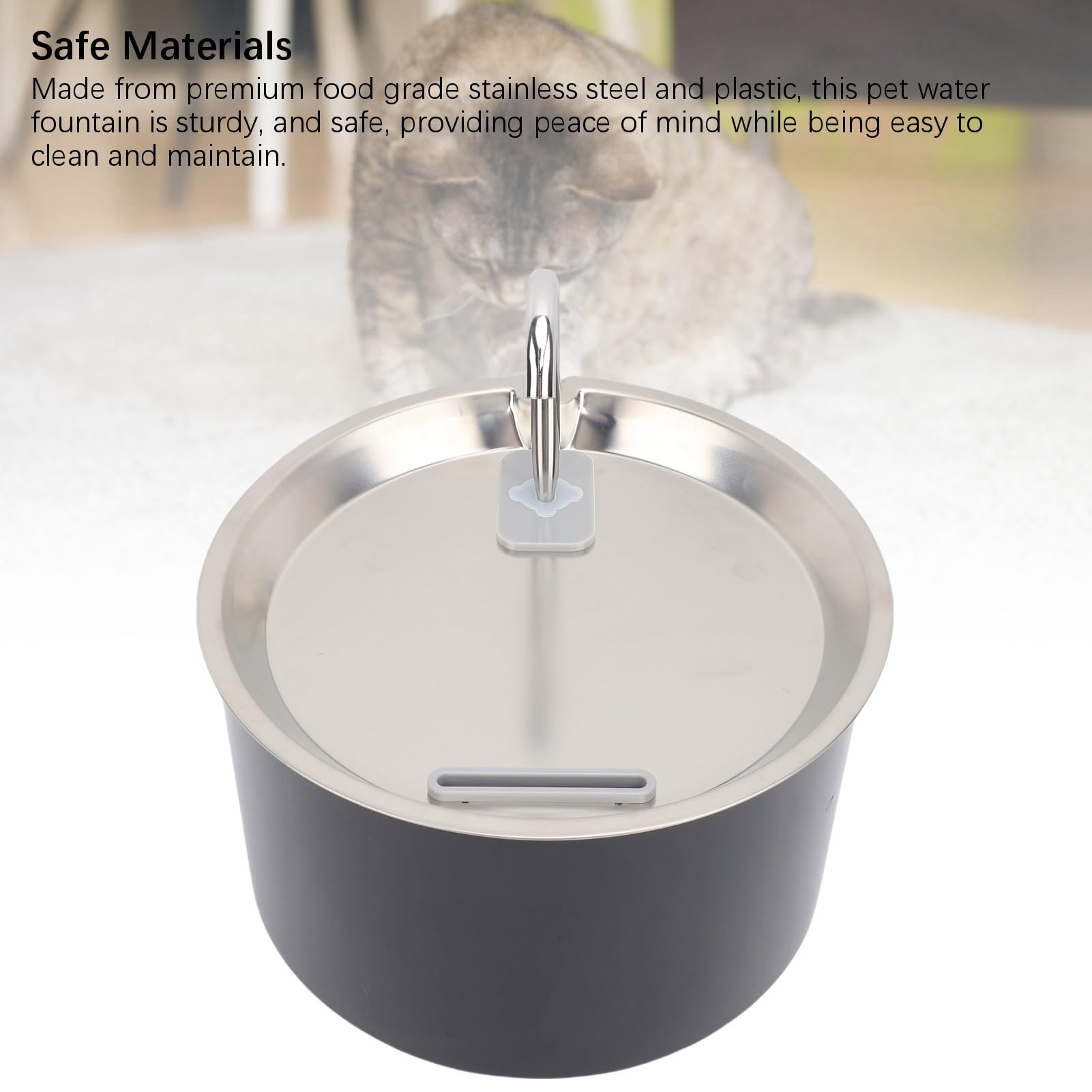 Cryfokt Fuente de Agua Automática para Gatos, Bebedero de Acero (Black)