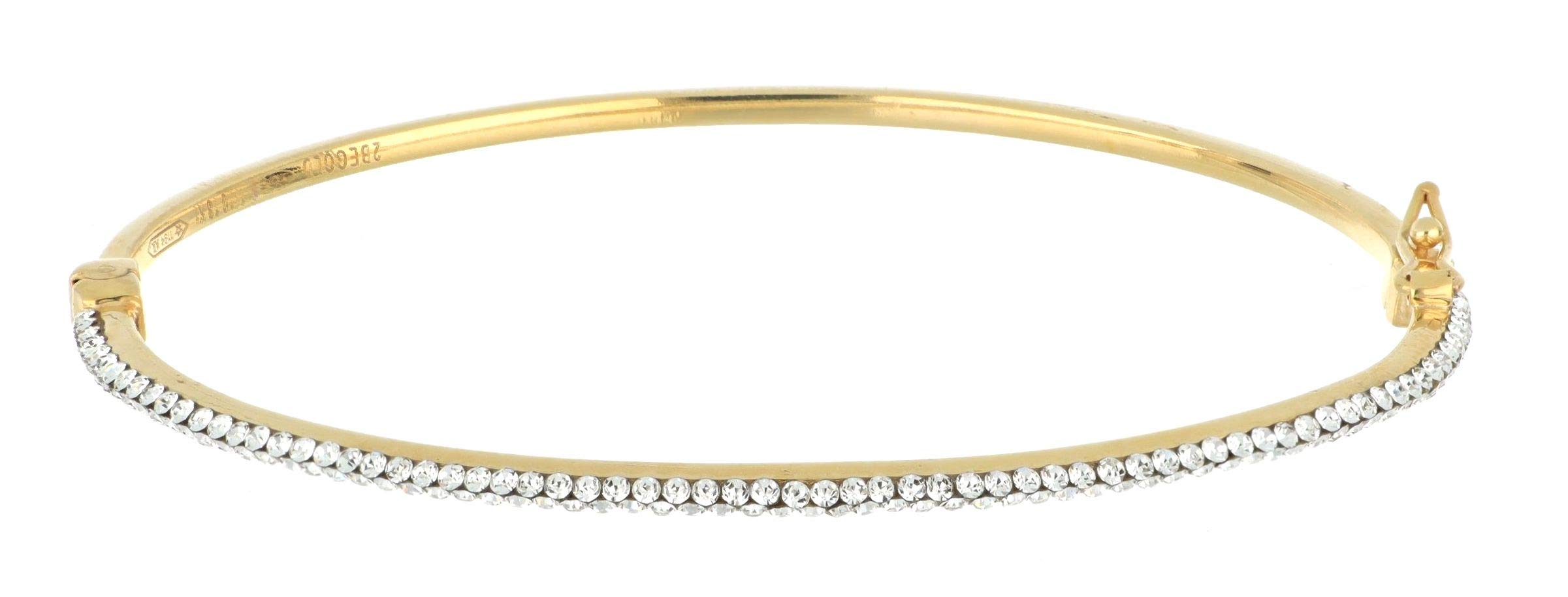 DelPia, Bracciale in Oro 18kt e Argneto Sterling 925 con Cristalli Luminosi (oro giallo con pietre bianche, 51x61mm)