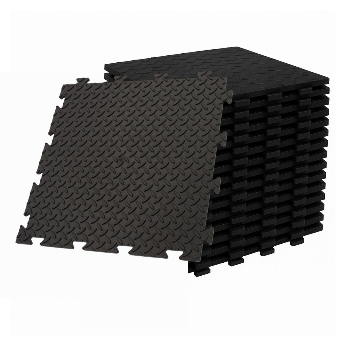 INTEC – Pack de 10 losas PVC Clipsables negras 50 x 50 cm antideslizantes – Suelo de Garaje, Atelier