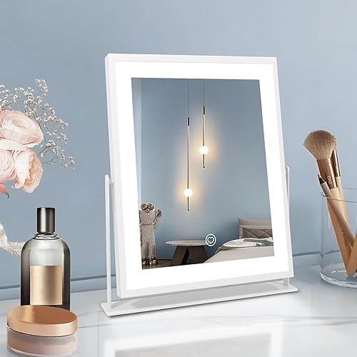 Beelux Vanity Mirror with Lights, New Hollywood Lighted Makeup Mirror with Dimmable Light, Smart Control, Memory, Adjustable Warm White/Natural/Daylight, Birthday Present, 360°Rotation (12 in. White)