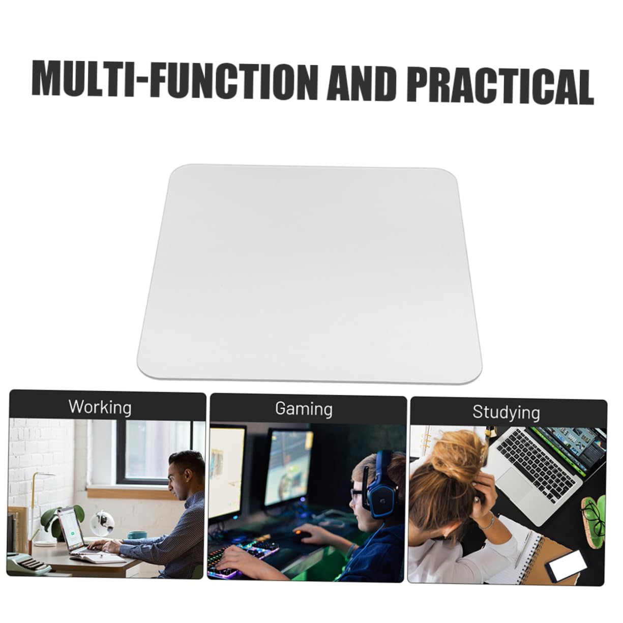 Mouse Pad in Vetro Trasparente per Scrivania, Gaming e Scuola