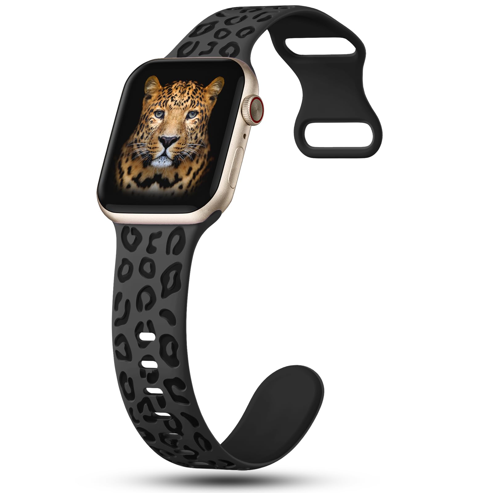 3 Pack Leopard Engraved Bands Compatible with Apple Watch Band 41mm 40mm 38mm Women, Soft Silicone Cheetah Embossed Sport Strap for iWatch Bands Series 9 8 7 6 5 4 3 2 1 Ultra SE.MT-SL-SLMT