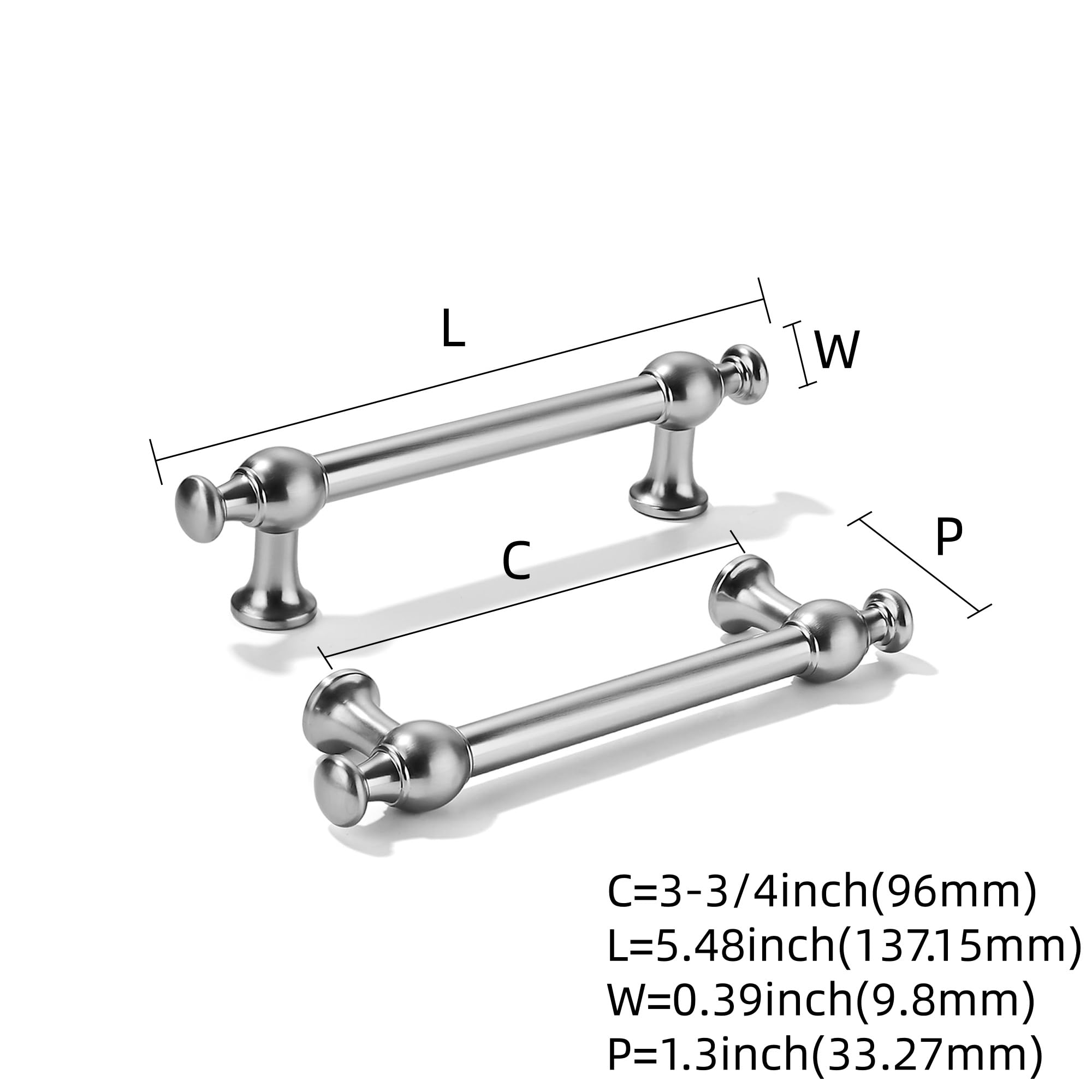 KHTUMEWARE-80453 Brushed Nickel Cabinet Pulls CTC 3 in (76 mm) 5-Pack in Brushed Nickel — KHTUMEWARE