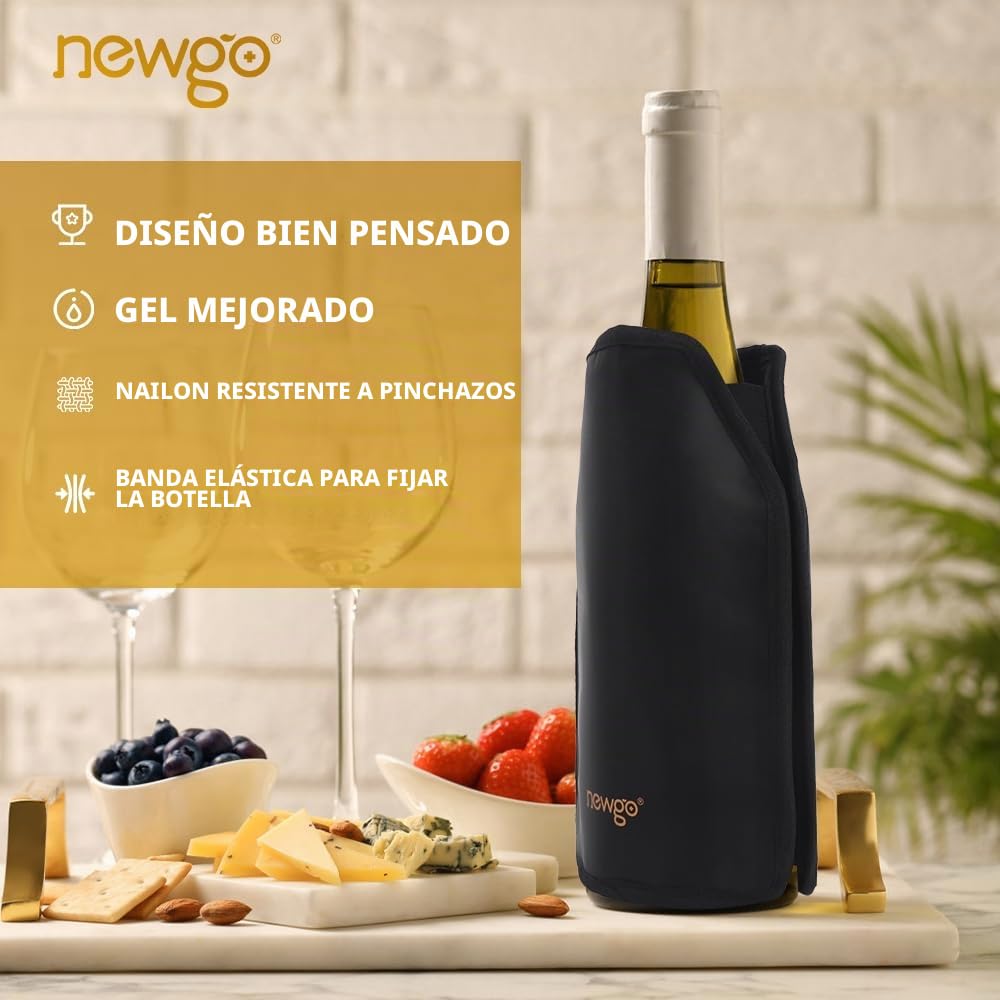 NEWGO Funda refrigeradora para botellas de vino o champán, de tela repelente al agua reutilizable y flexible, Funda para botella de vino Holiday