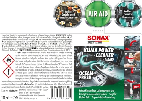 SONAX KlimaPowerCleaner AirAid symbiotisch Ocean-Fresh (100 ml) sorgt schnell und einfach für langanhaltende...