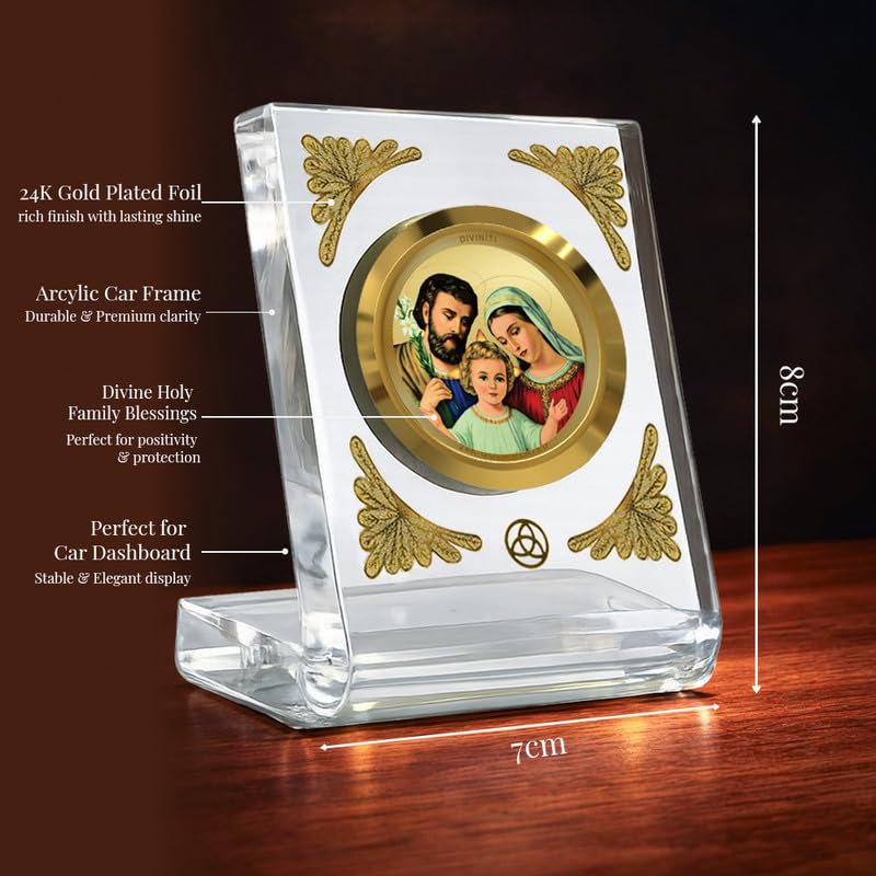 Image of DIVINITI 24K Gold Plated Religious Car Dashboard Frame | Premium God Idol Frame for Car, Home Mandir & Office Table | Spiritual Gift, Decorative Showpiece