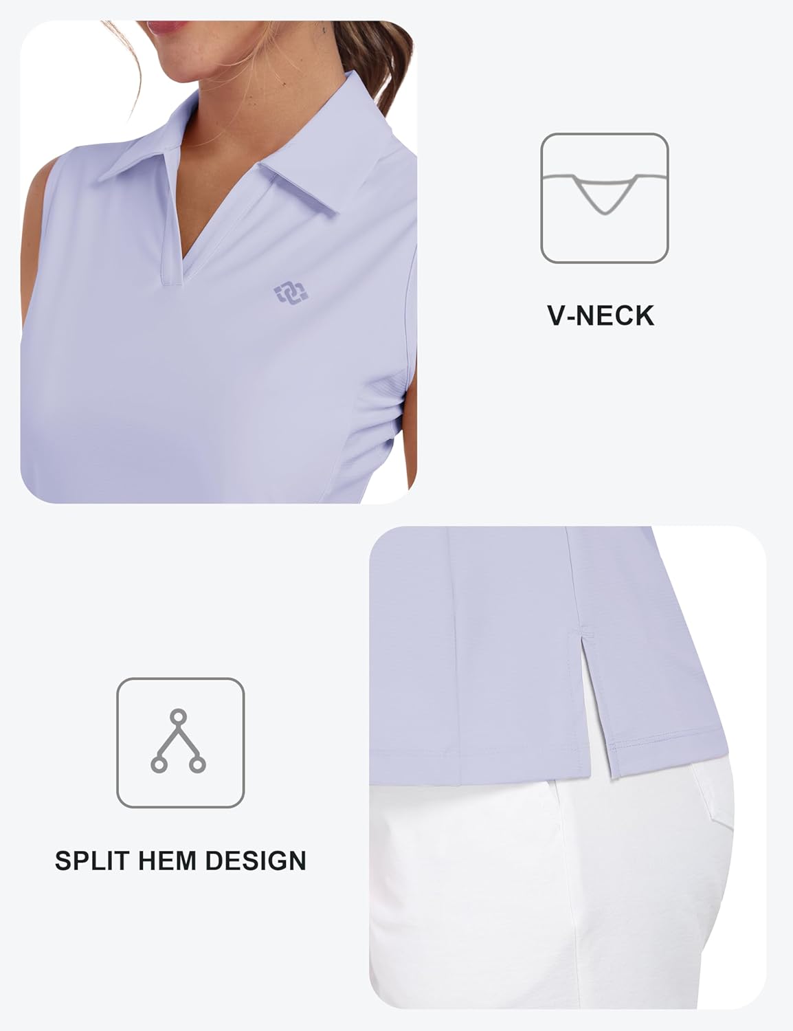 MoFiz Women's Sleeveless Golf Polo Shirts Tennis V Neck UPF 50+ Quick Dry Lightweight Athletic Collared Tank Tops - Image 6