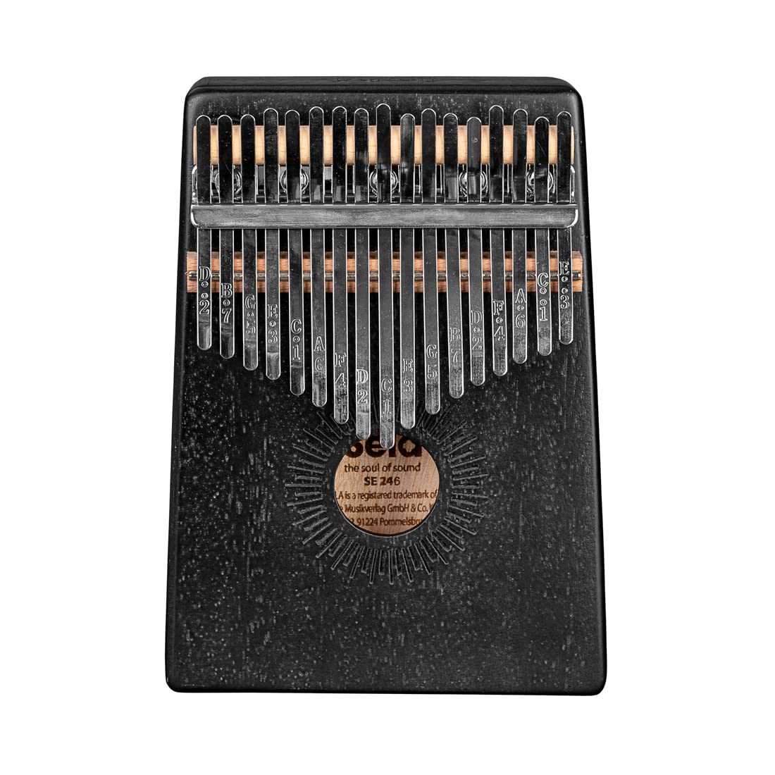 Sela SE246 Kalimba Percussioni Strumento Musicale Mogano 17 Nero + panno in microfibra Keepdrum