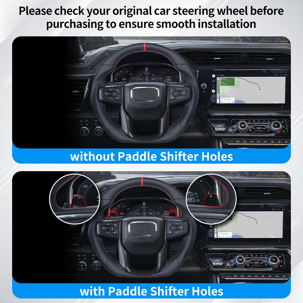 Black Artificial Suede Car Steering Wheel Cover For GMC Sierra 1500 2014-2018 Sierra 1500 Limited 2500 3500 2015-2019 Yukon 2020 - 34 - View #12