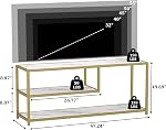 Function Home TV Pour les téléviseurs jusqu'à 55 De pouce, 3 Centre de divertissement Tier, Console multimédia avec étagères de rangement ouvertes pour chambre à coucher salon, 47” Moderne TV Table avec pied en métal doré de marbre faux