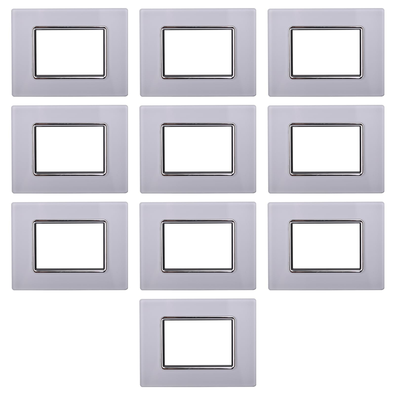 CONFEZIONE DA 10 PLACCHE IN VETRO, 3 MODULI/POSTI, COLORE BIANCO BIANCA, COMPATIBILE CON BTICINO LIVING, DESIGN ELEGANTE E MODERNO, PLACCA PER INTERRUTTORI/PRESE, SERIE CIVILE