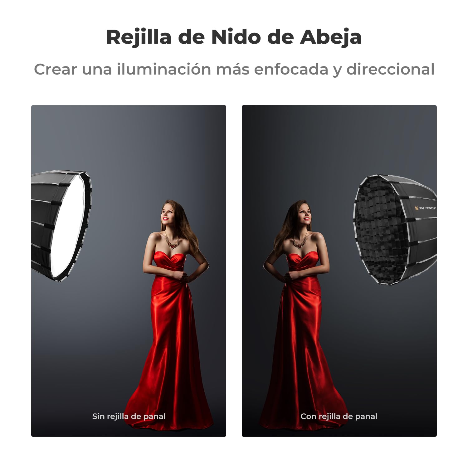 K&F CONCEPT Parabol Softbox de 90 cm/35 Pulgadas para Estudio, Paraguas de liberación rápida Octagon Softbox con Rejilla de Panal de Abeja+difusor Suave + Bolsa portátil, Softbox Bowens Mount para
