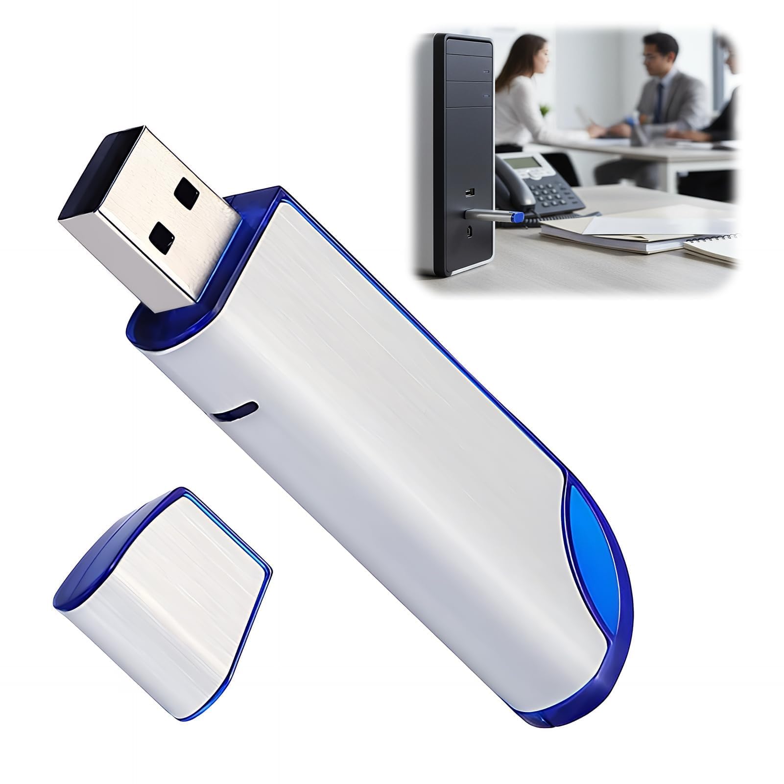64GB FAT32 USB 2.0 Flash Drive, USB Memory Stick with Protective Cap & Keyring, Pen Drive for Game Capture Card/Cassette Player/PC/Laptop, External Photo/Video/Data Backup with LED Indicator (White) — view 7