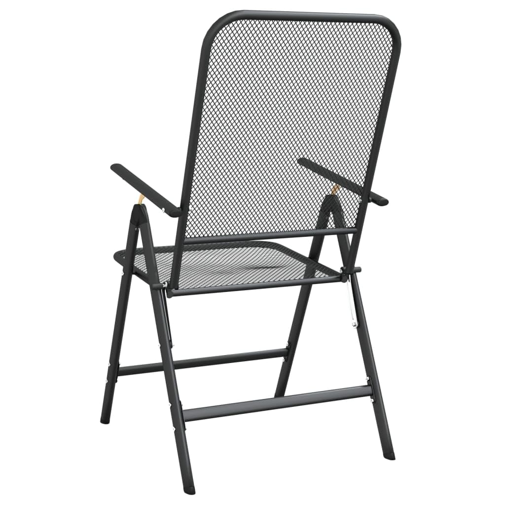 vidaXL 2X Klappbar Gartenstuhl Campingstuhl Balkonstuhl Terrassenstuhl Stühle Sitzgruppe Gartenmöbel Sitzgarnitur Essstuhl Streckgitter Anthrazit