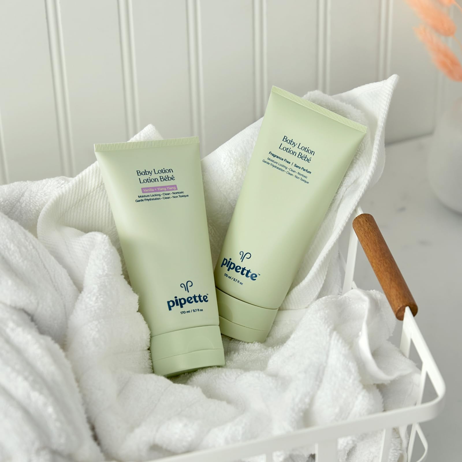 Pipette Baby Lotion, Fragrance Free, Hydration & Natural Moisture of Baby's Delicate Skin, Made with Ceramides and Renewable Plant-Derived Squalane, 5.7 fl oz (Pack of 2): Fragrance Free 5.7 Fl Oz (Pack of 2)