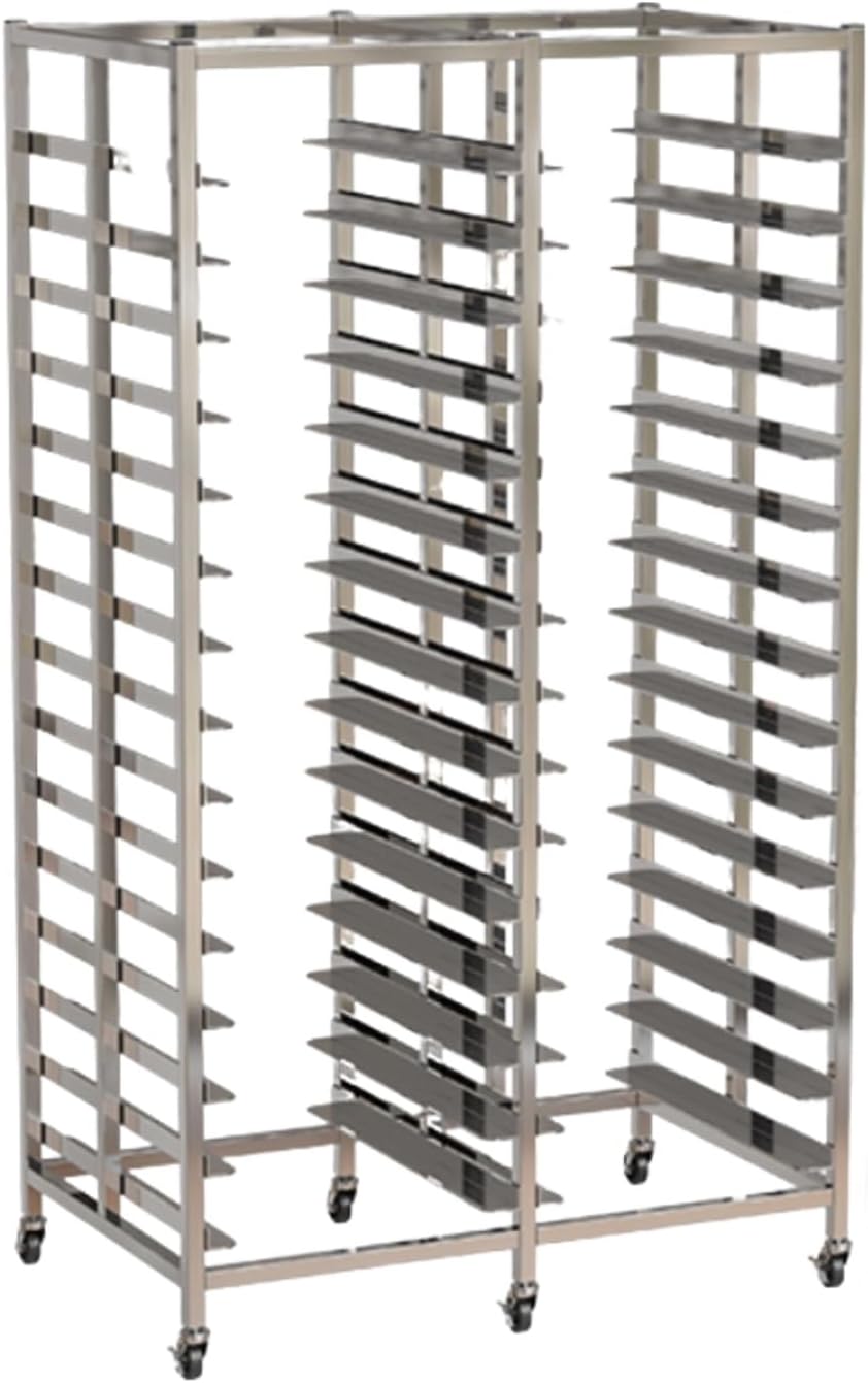 30-Tier Commercial Mobile Rack, Stainless Steel Bakery Trolley for Bread & Pizza, Heavy-Duty 400kg Capacity, Multi-Layer Sheet Pan Storage Solution