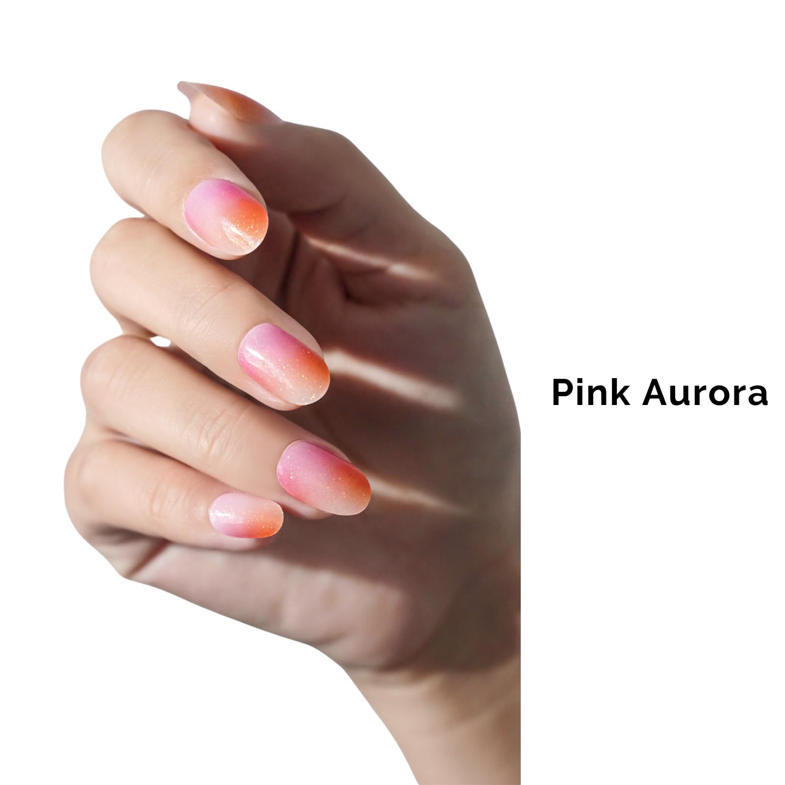 NAILOG Semi Cured Gel Nail Strips, 34 pcs Salon-Quality Gel Nail Stickers, Long Lasting Nail Wraps for Women Pink Aurora - Image 2