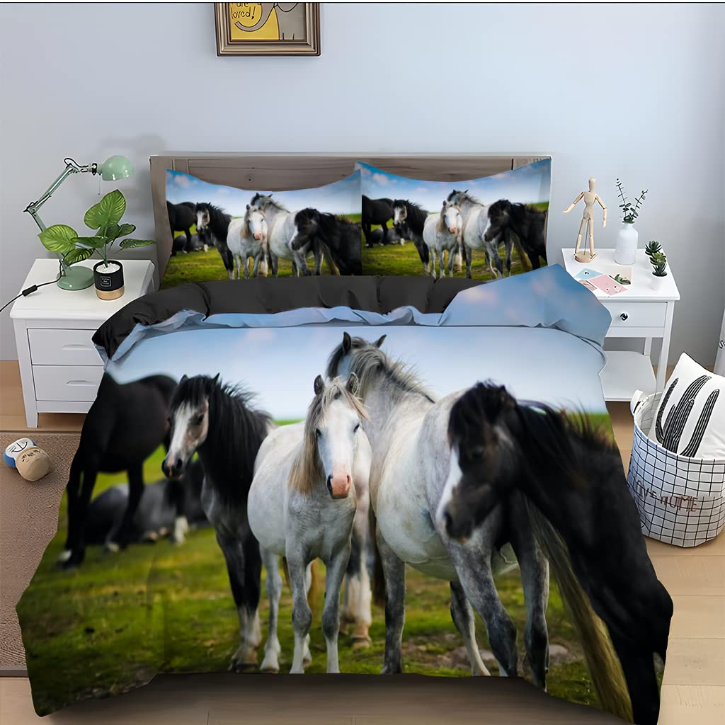 Housse de couette 90x190 motif cheval bleu pour transformer la chambre ado