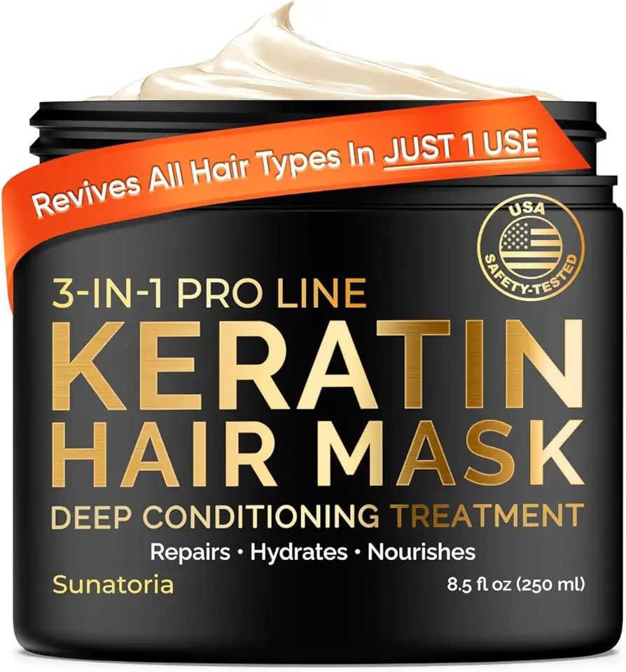 SUNATORIA Keratin Hair Mask - Deep Conditioner for Dry Damaged Hair - Hydrates, Repairs, Nourishes - Keratin Hair Treatment - Deep Conditioning Hair Mask - Keratina Mascarilla Para el Cabello