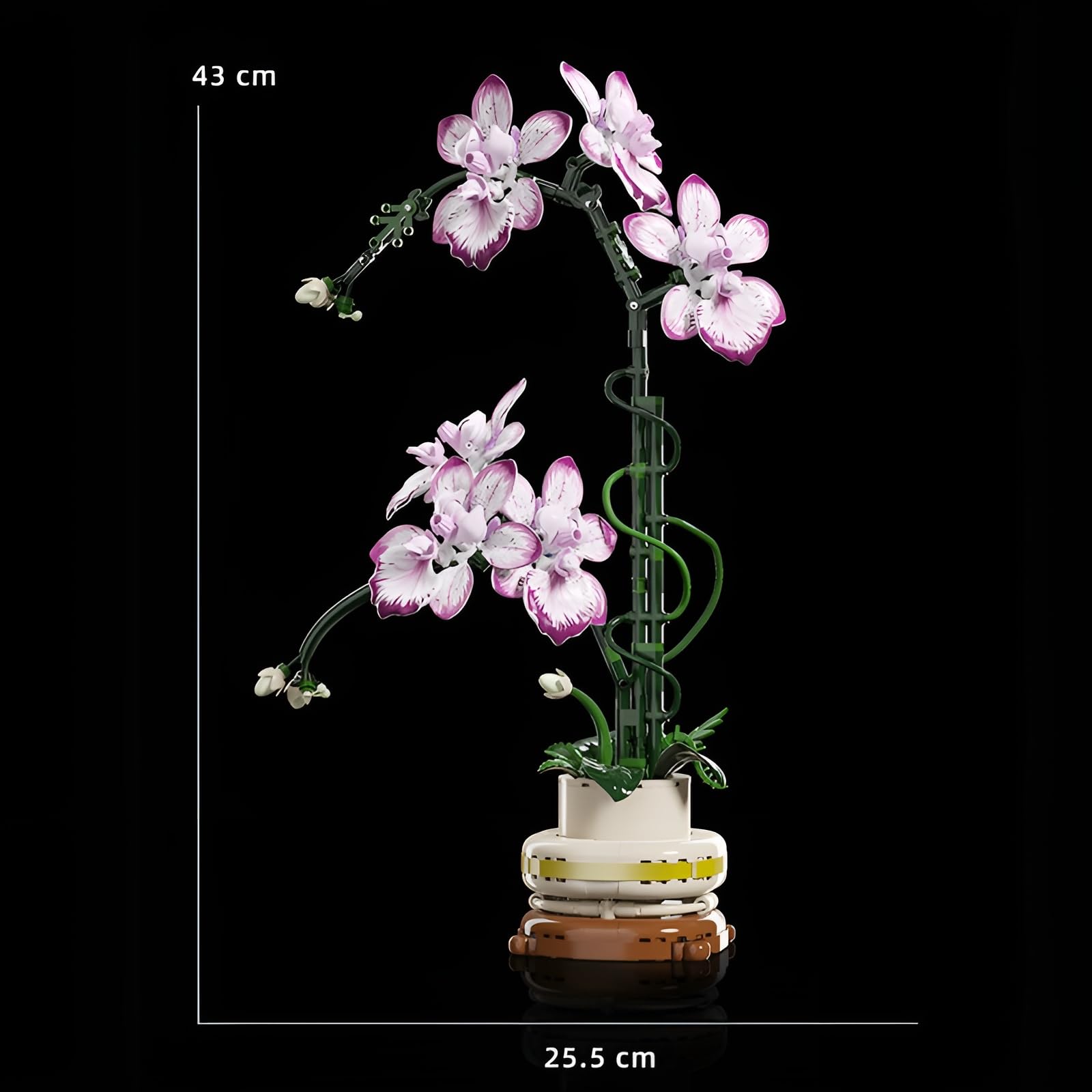 Set di mattoncini per costruzioni di fiori di orchidea, 696 pezzi di pianta artificiale in fiori giocattolo, kit di mattoncini modello collezione botanica per decorazione della casa, grandi regali per
