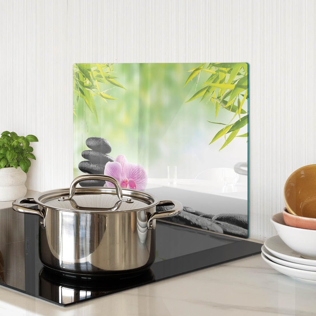 Modello termoresistente: Tagliere in vetro 40x30 cm Orchidea e pietre