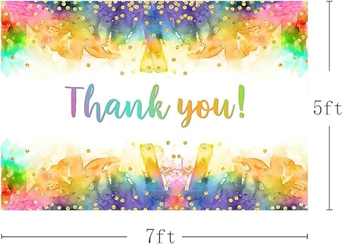 Miniatura 3 de MEHOFOND Telón de fondo de fiesta de salpicaduras artísticas de 7 x 5 pies, pintura de agradecimiento, arco iris, decoraciones coloridas para