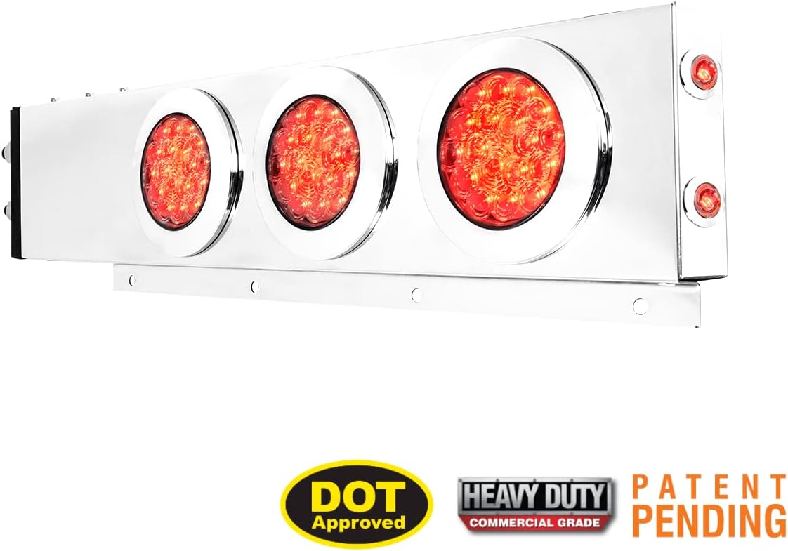 GG Grand General 91023 Spring Loaded Stainless Steel Mud Flap Hanger with Red/Clear LED Light, 2.5 Inches Bolt Spacing, Pair