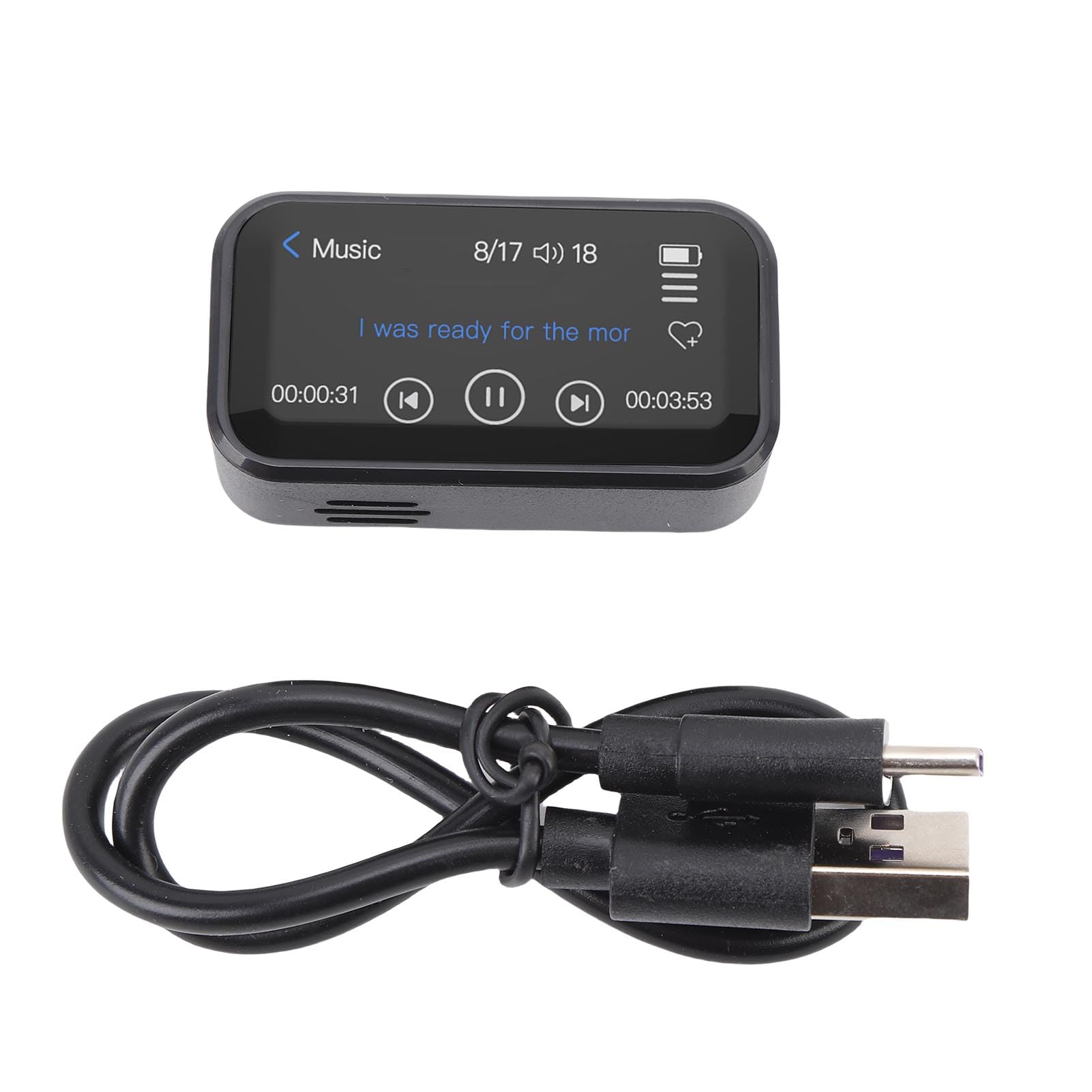 Lettore MP3 con Bluetooth 5.3, Lettore Musicale Portatile da 32 GB con Clip Posteriore, Audio HiFi Senza Perdite, Touchscreen da 1,47", Radio FM E-book