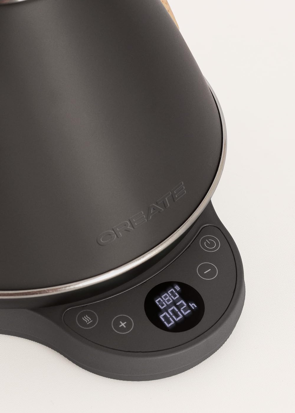 CREATE/KETTLE RETRO PRO/Bouilloire électrique 1 L avec contrôle de température noir/Système d’arrêt automatique, ébullition rapide, base antidérapante, panneau transparent, 1200W