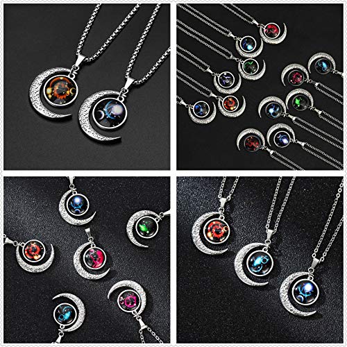 LEJAHAO Collier Signe Astrologique Balance Constellation Zodiaque Pendentif Croissant de Lune Garcon Galaxie Horoscope Soeur d Amitie Acier Inoxydable – vue 5