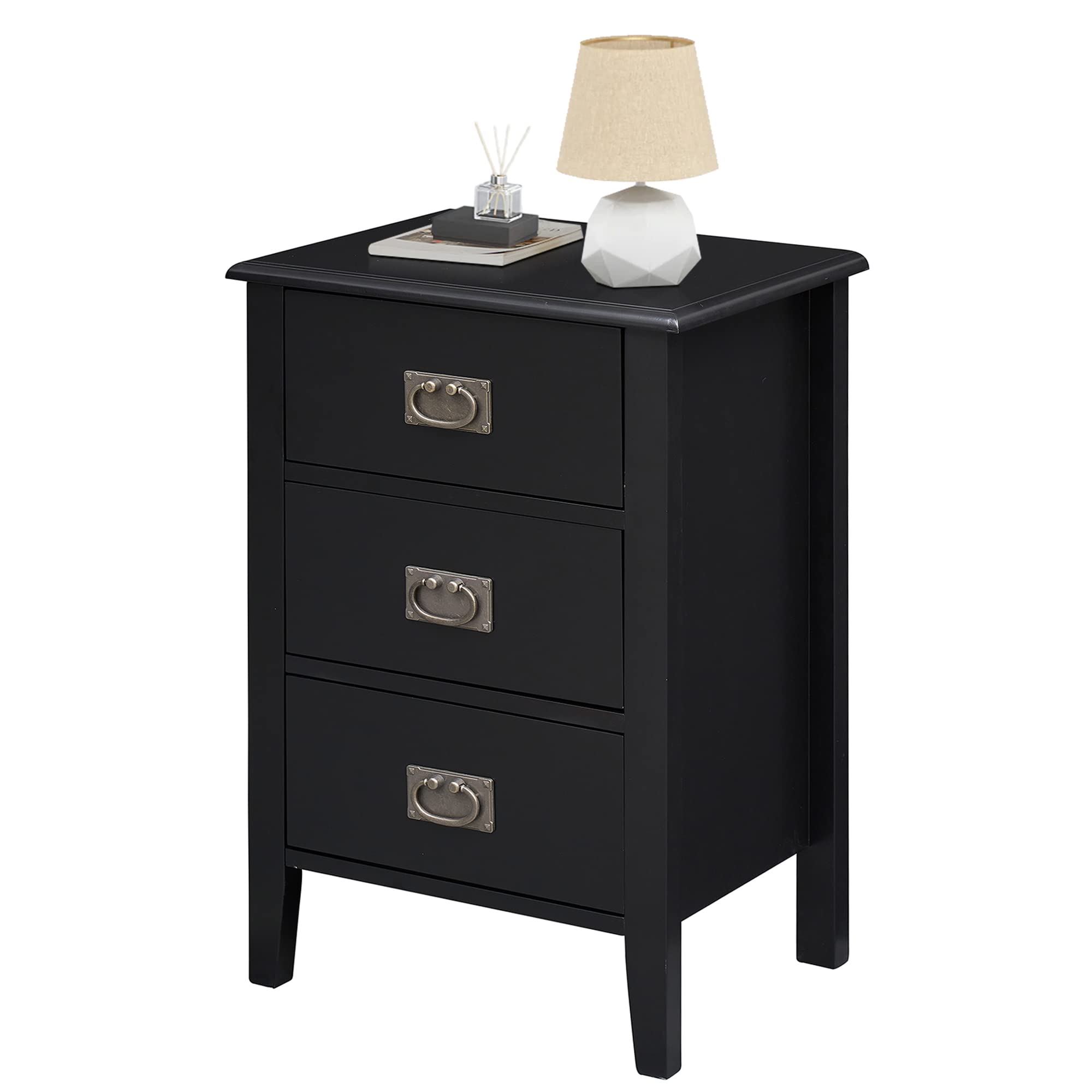 VECELO Nightstands End/Side Tables for Living Room Bedside with Three