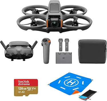 DJI Avata 2 Fly More Combo 3 بطاريات FPV Drone مع كاميرا 4K،ألعاب بهلوانية بضغطة واحدة، واقي المروحة، مجال رؤية 155، كاميرا بدون طيار، نظارات واقية 3 وRC Motion 3 + بطاقة SD ومنصة هبوط، رمادي، مناسب للمبتدئين