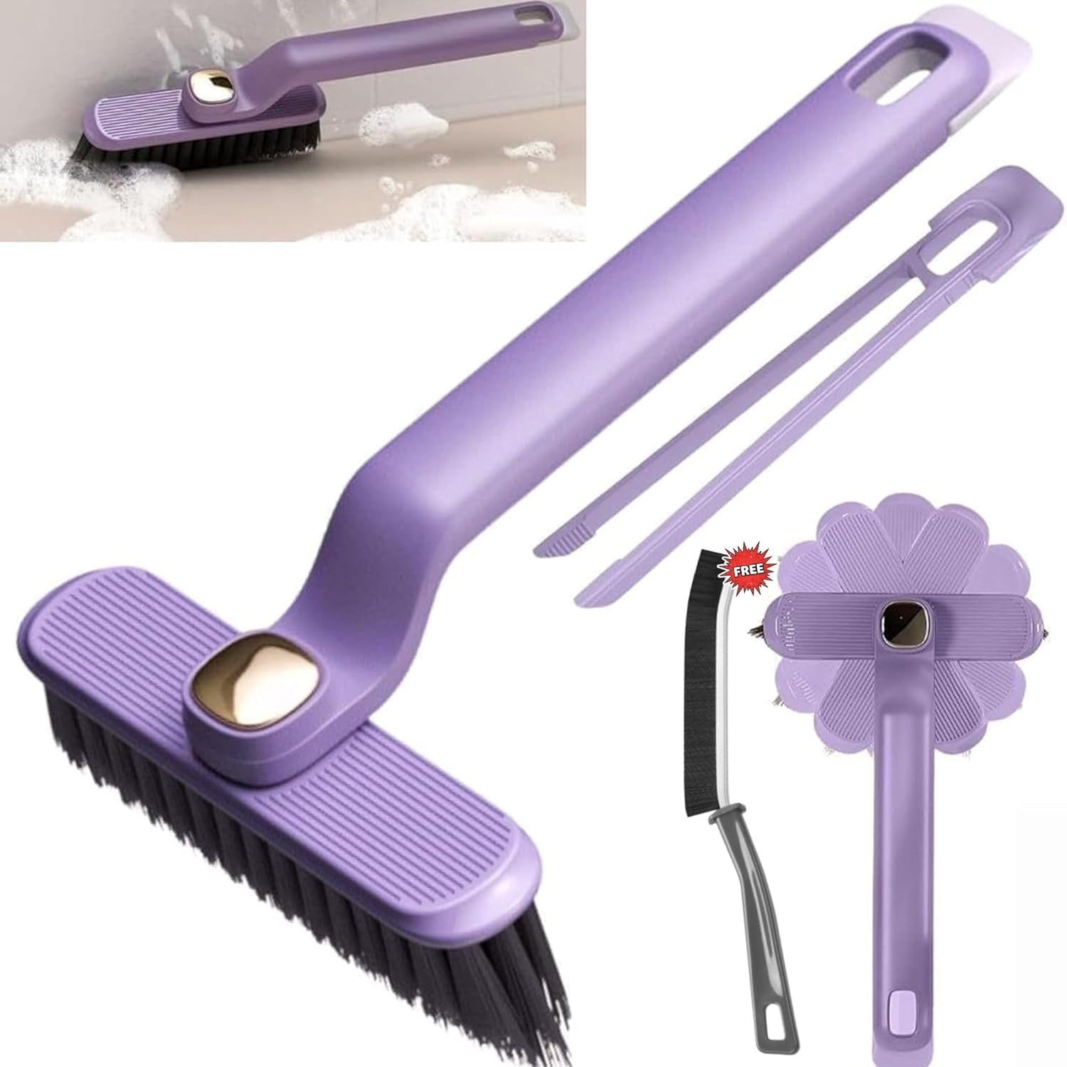 Multipurpose Cleaning Brush Set of-2,Hard Bristle Crevice Brush,Gap,Tile-Bathroom,Window Track,Narrow,Scrubber,Sink-Corner,Deep Clean Grout Cleaner Tool-image-16