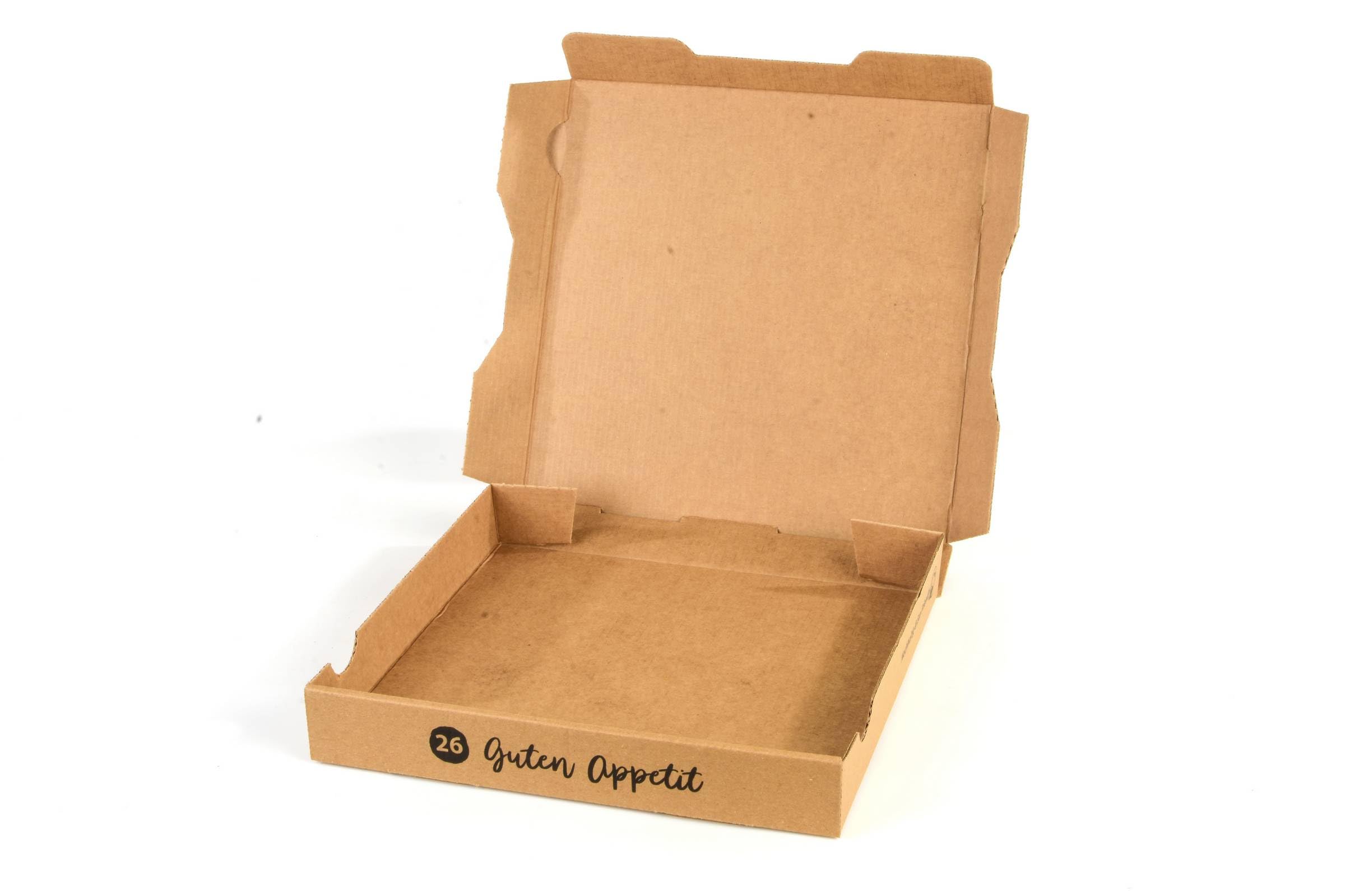 Hypafol Pizza-Box 100 Stück 32x32x4cm I Pizzakartons für Restaurants I extra Luftlöcher & raffinierte Falzung I lebensmittelecht I recycelte Kartonage I braun I viele Größen