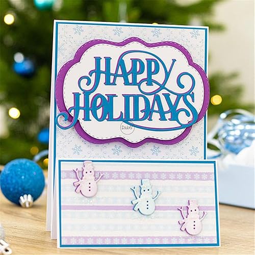 Miniatura 4 de DzIxY Happy Holidays - Troqueles de corte de metal para hacer tarjetas, troqueles de papel de gofrado, plantillas para máquina de álbumes de