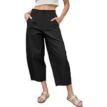 Women's Barrel Leg Pants Casual High Waisted Summer Baggy Harem Pants Trendy Elastic Waist Trousers with Pockets