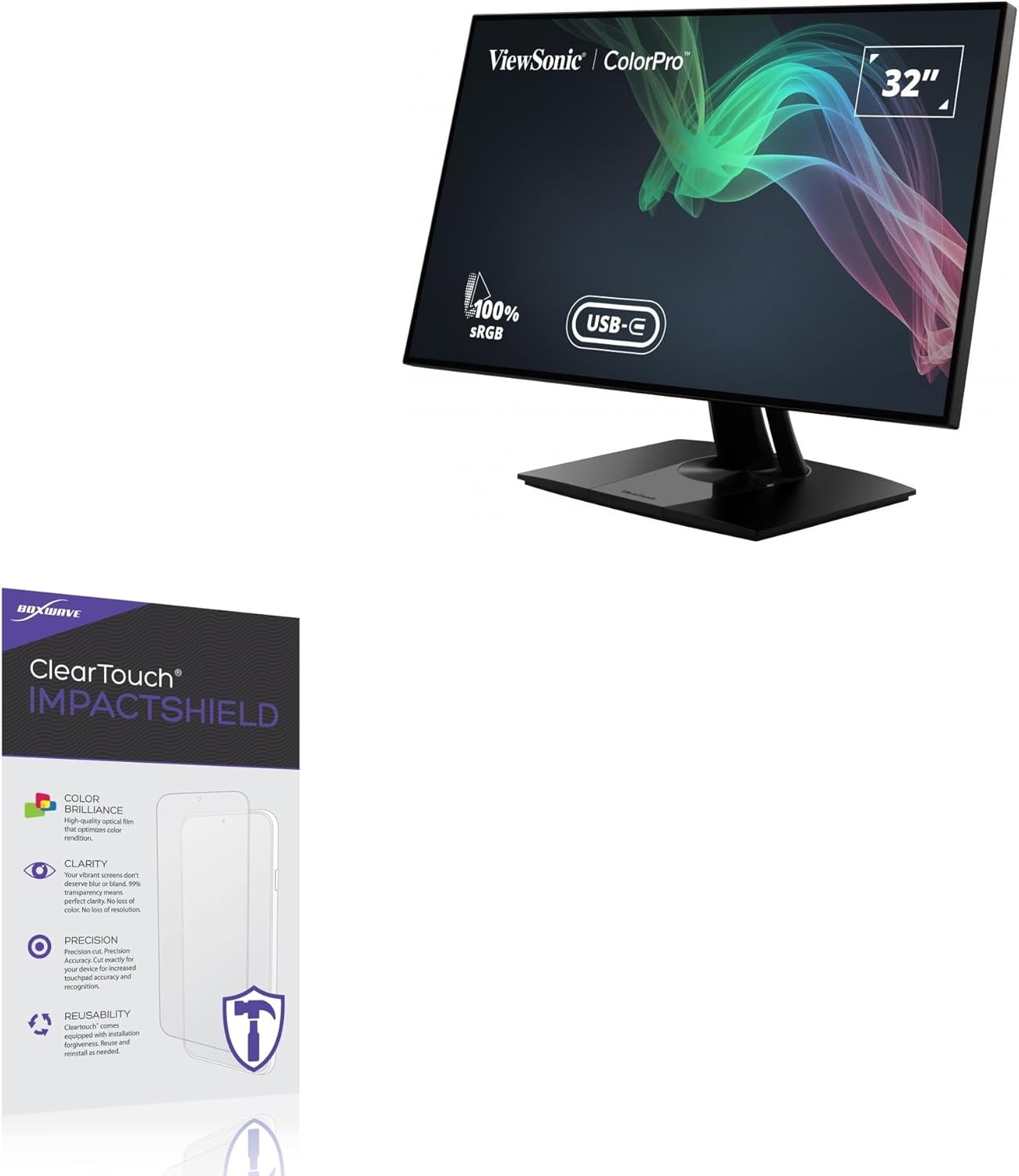 BoxWave Screen Protector Compatible With Viewsonic ColorPro 32" (VP3268a-4K) - ClearTouch ImpactShield (2-Pack), Impenetrable Screen Protector Flexible Film