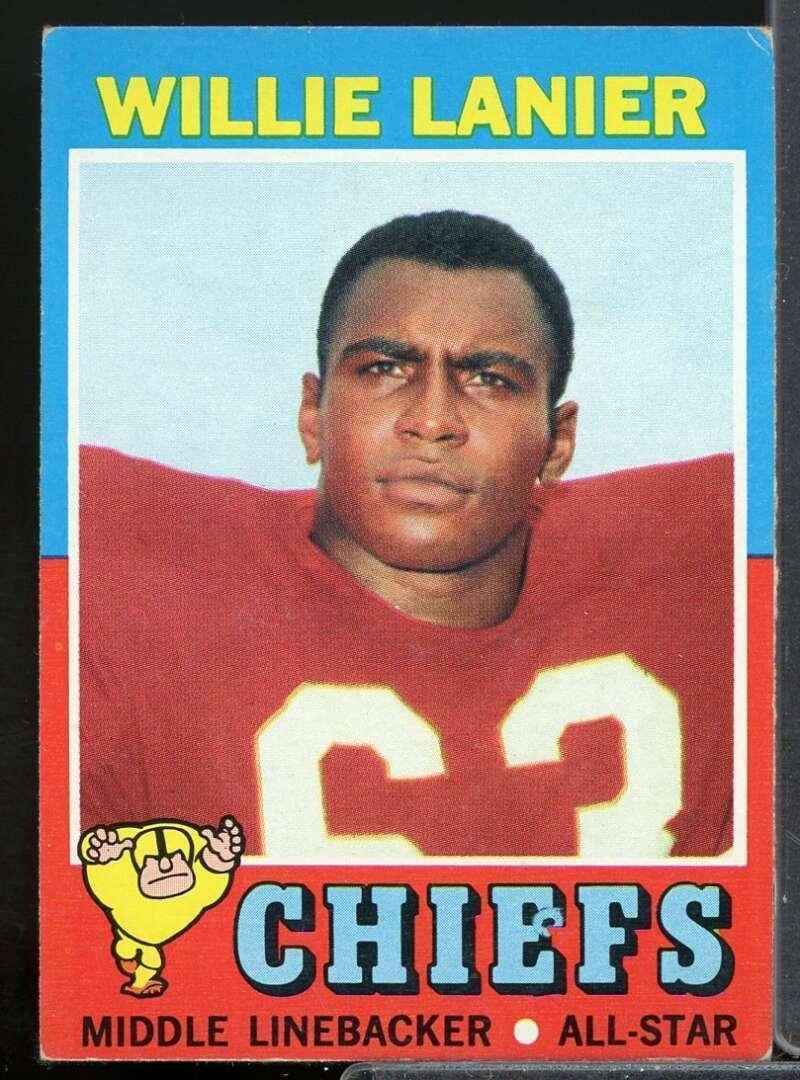 Willie Lanier Rookie Card 1971 Topps #114 - Unsigned Football Cards
