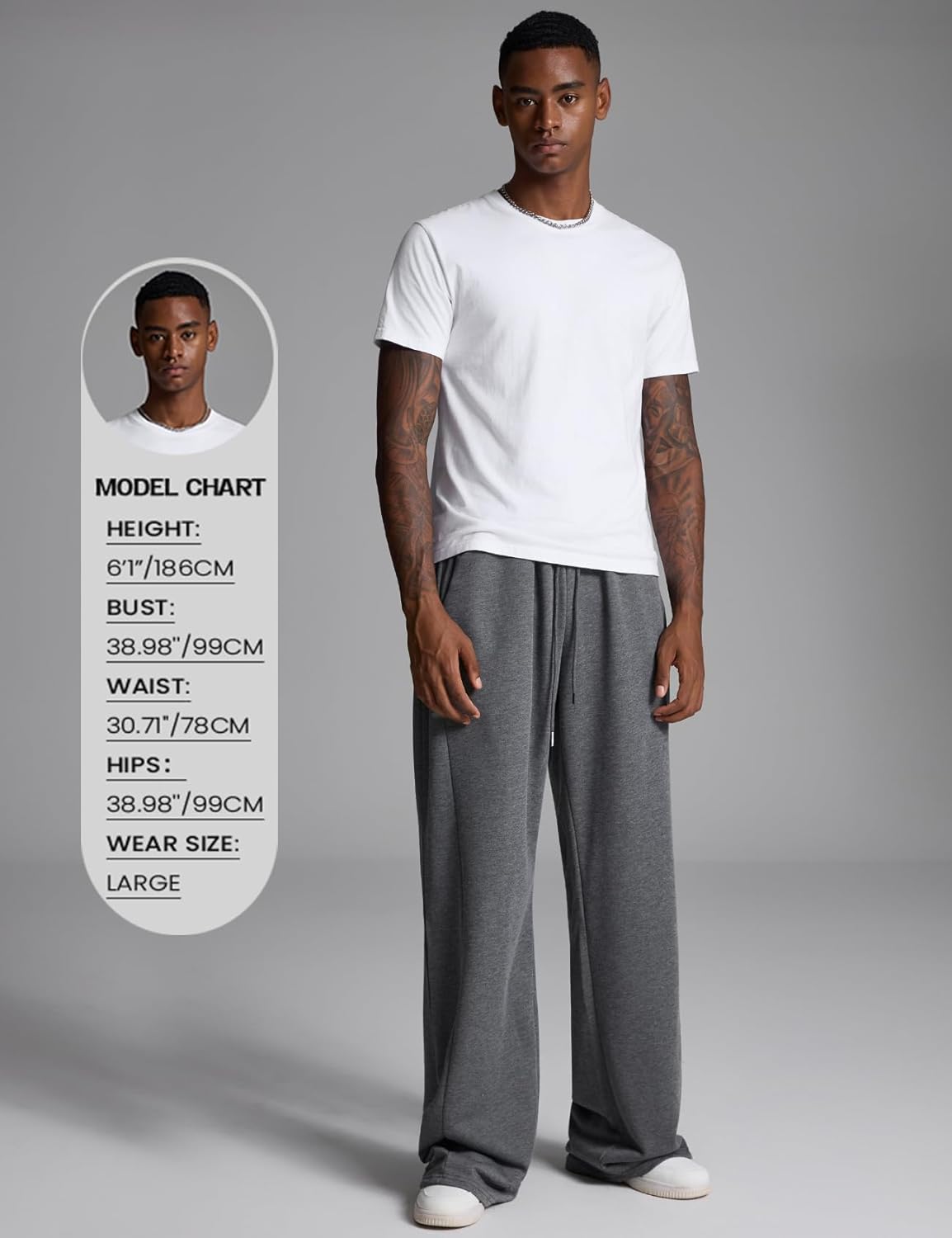 Yimoon Men's Baggy Sweatpants Casual Drawstring Waist Wide Leg Athletic Lounge Sweat Pants with Pockets - Image 3