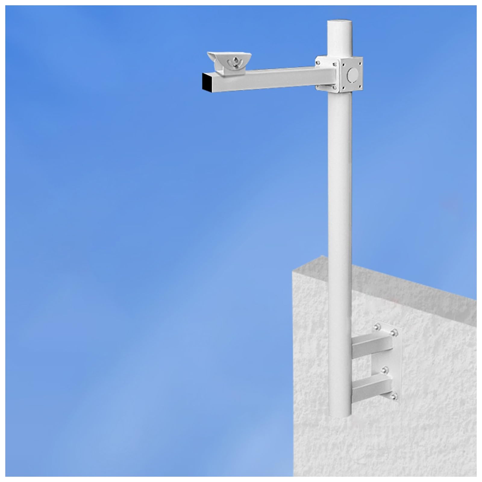MRVAKDYDI Weatherproof Steel Surveillance Post, Wall Mount Security Camera Pole, Galvanized Steel, 0.5m-2.4m High(Bracket a,0.5m High)