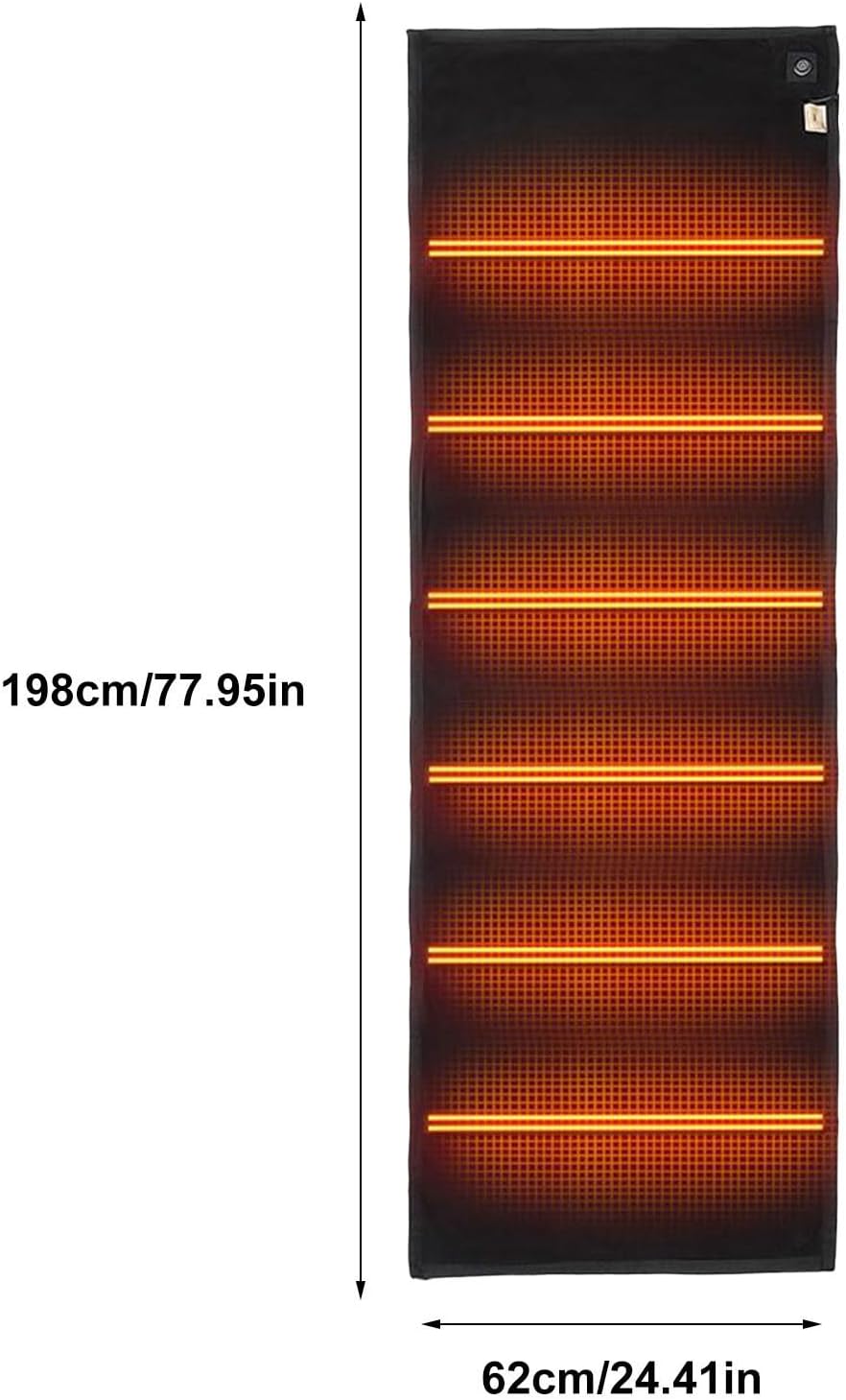 Camping Heater Pad, Heated Sleeping Bag Pad, 3 Heating Levels USB Rechargeable Winter Sleeping Bag Liner, Foldable Warm Adjustable Mat, 6 Heating Zones for Cold Weather Picnic Travel Survival