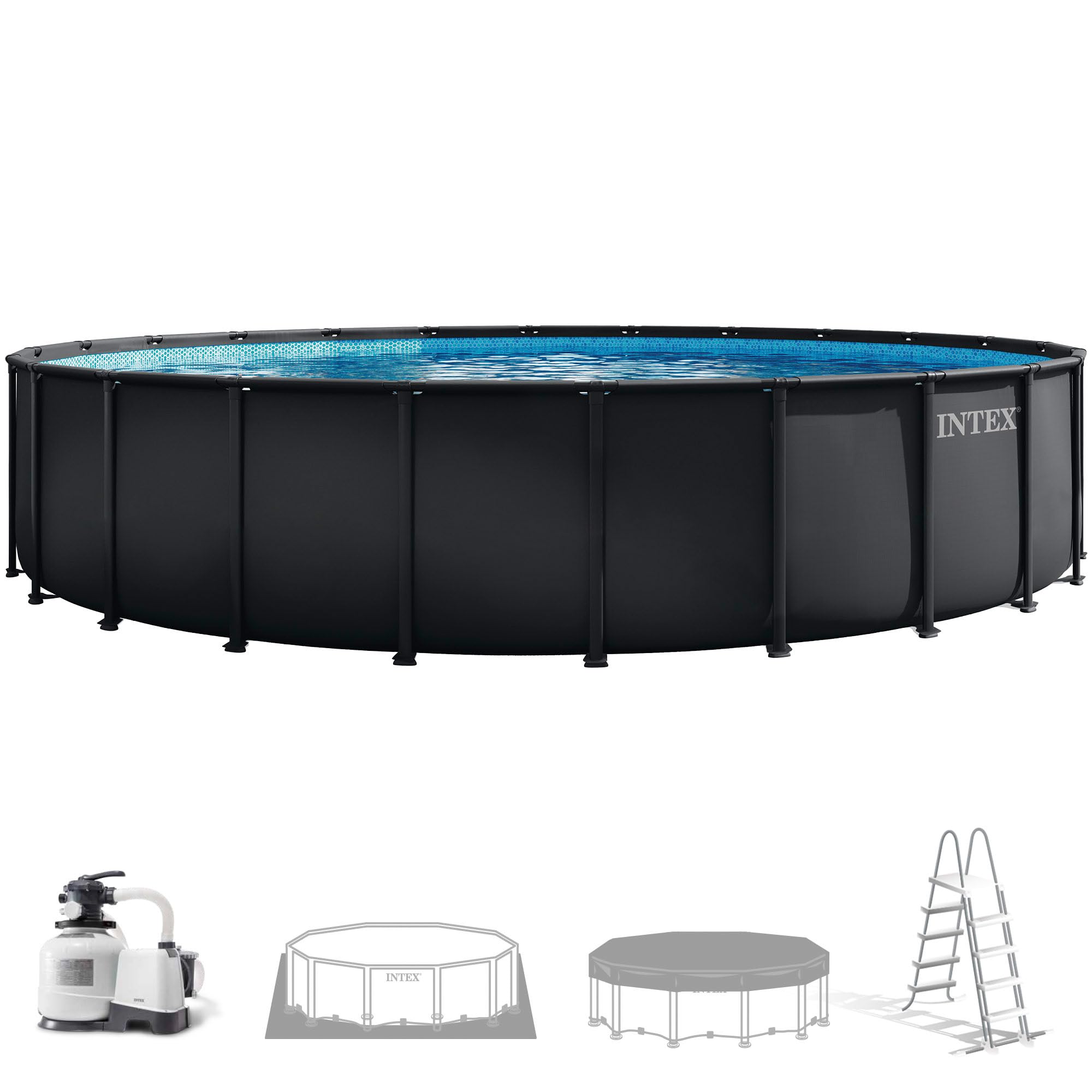 Intex - Piscina Desmontable, Ultra XTR, Gris Oscuro, D732x132 cm, Capacidad para 47.241 litros, Escalera, Tapiz, Cobertor, Estructura metálica, Montaje 60 Minutos, Conexiones Ø38 mm (56092)