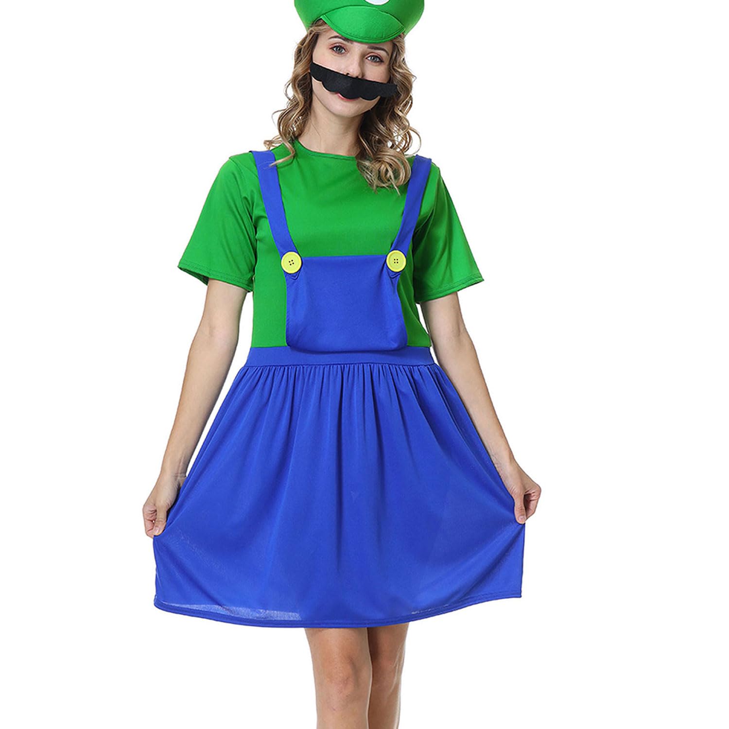 YUUGYD Super Brothers Fancy Dress Outfit Costume With Bodysuit Cap And yuugyd-super-brothers-fancy-dress-outfit-costume-with-bodysuit-cap-and