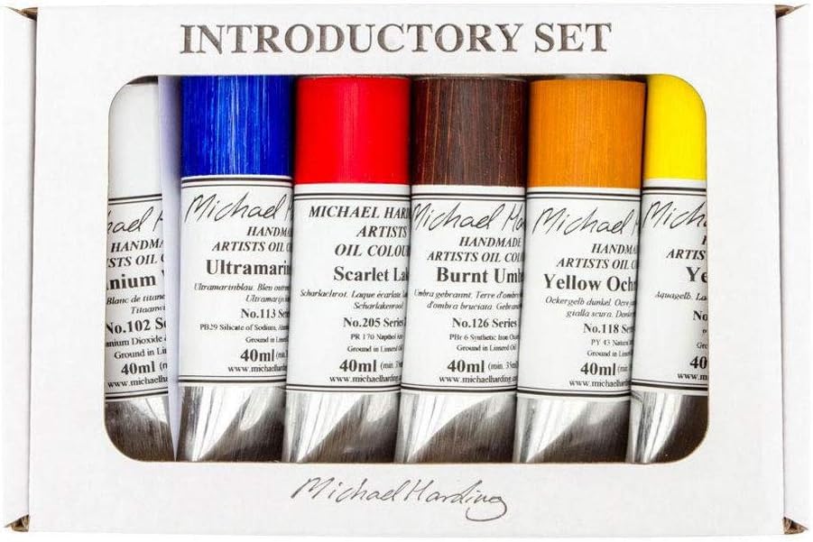 Michael Harding Artist Oli Colours, Introductory Oil Paint Set, Six 40ml Tubes, 00640