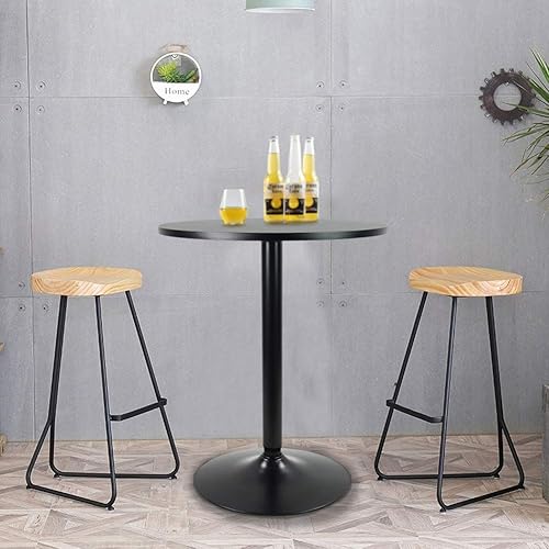 Vista 2 de KKTONER Mesa redonda de bar de 23.6 pulgadas para cóctel, bar, bar, comedor, bistró (28.7 horas, negro)