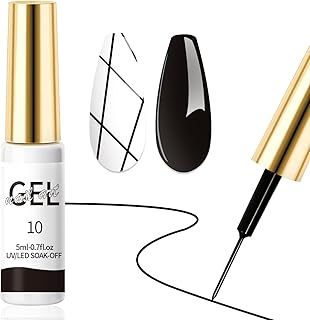 Gel Nail Polish Liner Matte Black 5ml/0.7fl.ozGel Liner Nail Polish Fine Hook Glue Smooth and Easy to Paint Nail Glue Essential for Home Nail DIY